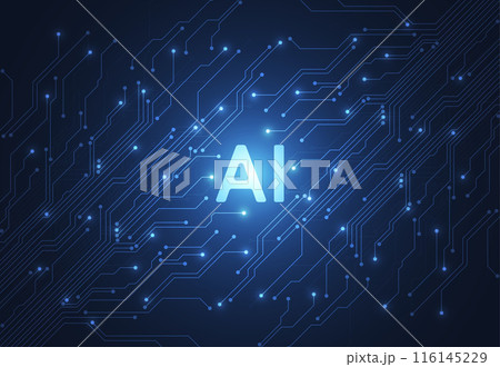 Artificial intelligence chipset on circuit board in futuristic concept technology artwork for web, banner, card, cover. Vector illustration 116145229