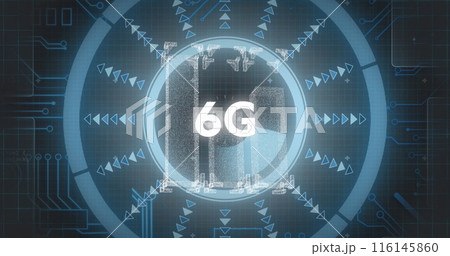 Image of 6g and data processing on digital screen 116145860