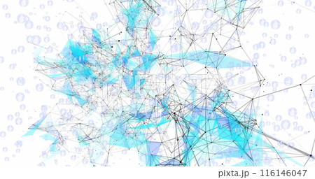 Image of network of connections over bubbles on white background 116146047