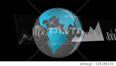 Image of financial data processing over globe 116146119