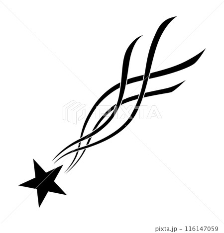 Shooting star icon. Falling meteorite or comet. Comet tail or star trail vector illustration isolated on white background 116147059