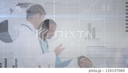 Image of data processing over doctors and patient 116147060