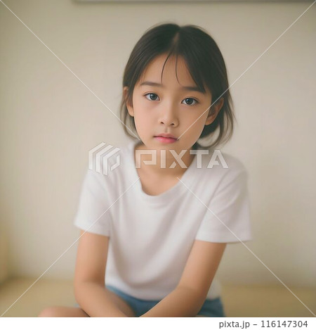 部屋でひとりの女の子イメージ 一人っ子 女子小学生 寂しい AI生成のイラスト素材 [116147304] - PIXTA