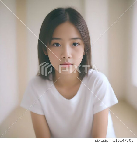 女子中学生　色白 部屋でひとりの女の子イメージ 一人っ子 女子小学生 寂しい AI生成のイラスト素材 [116147306] - PIXTA
