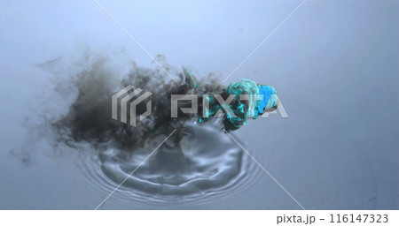 Image of smoke trail over water drop 116147323