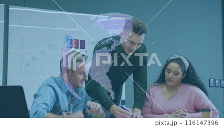 Image of globe representing global business with digital interface concept Image of globe representing global business with digital interface concept 116147396