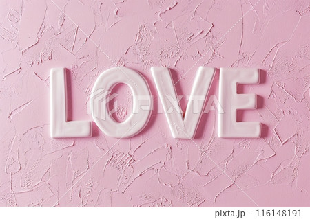 Letters LOVE on a pink background, Happy Valentines day card 116148191