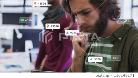 Image of building site over business people talking in office Image of building site over business people talking in office 116149171