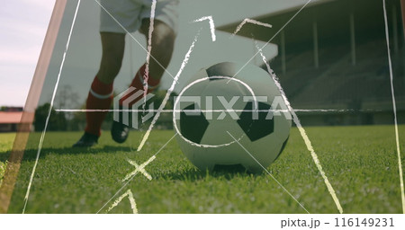 Image of game plan over football player and ball 116149231