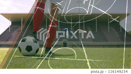 Image of networks of connections over football player Image of networks of connections over football player 116149234