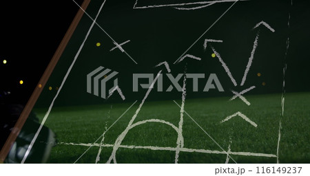 Image of networks of connections over football player 116149237
