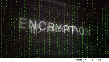 The image is of green binary coding data processing over a transparent background 116149352