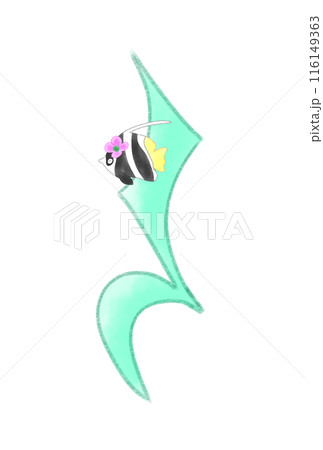 熱帯魚の付いたかわいい四分休符 熱帯魚の付いたかわいい四分休符 116149363