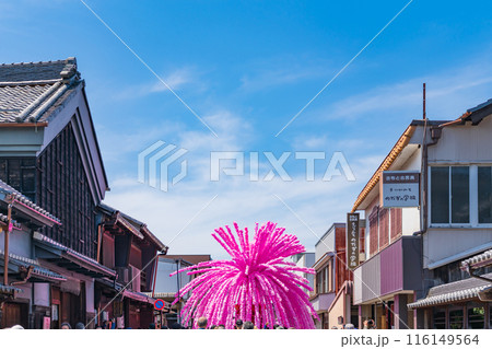 美濃まつり、うだつの上がる町並みを練り歩く花みこし〈岐阜県美濃市〉 美濃まつり、うだつの上がる町並みを練り歩く花みこし〈岐阜県美濃市〉 116149564
