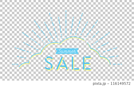 Hand-drawn illustration of cumulonimbus cloud with the words Summer SALE - Simple and stylish summer sale POP 116149572