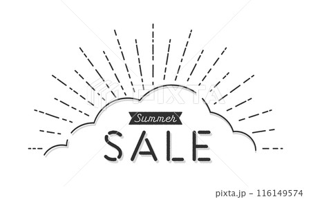 手描きの入道雲のイラストにSummer SALEの文字 - シンプルでおしゃれな夏のセールのPOP 手描きの入道雲のイラストにSummer SALEの文字 - シンプルでおしゃれな夏のセールのPOP 116149574