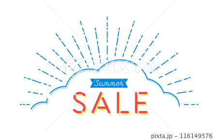 手描きの入道雲のイラストにSummer SALEの文字 - シンプルでおしゃれな夏のセールのPOP 手描きの入道雲のイラストにSummer SALEの文字 - シンプルでおしゃれな夏のセールのPOP 116149576