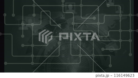 Image of shapes moving over data processing 116149623