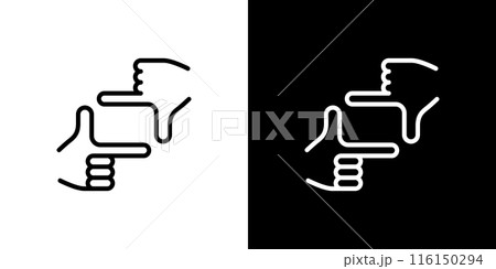 シンプルな構図を見る手の線画アイコン 116150294
