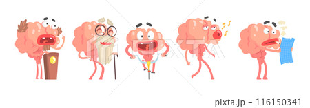 Funny Brain Character Engaged in Different Activity Vector Set Funny Brain Character Engaged in Different Activity Vector Set 116150341