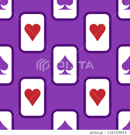 Purple falling playing cards seamless pattern. Poker and Wonderland. 116150645