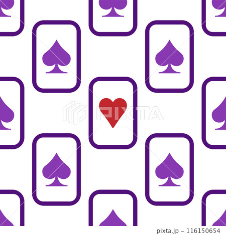Purple falling playing cards seamless pattern. Poker and Wonderland. Purple falling playing cards seamless pattern. Poker and Wonderland. 116150654