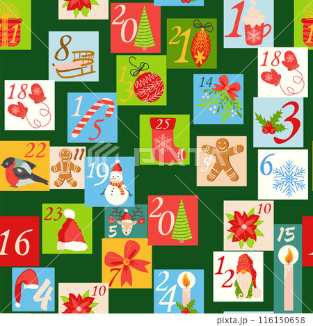 Christmas advent calendar seamless pattern with geometric seamless patterns Christmas advent calendar seamless pattern with geometric seamless patterns 116150658
