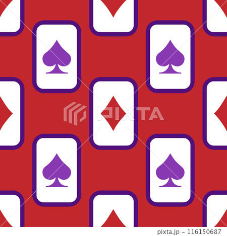 Purple falling playing cards seamless pattern. Poker and Wonderland. 116150687