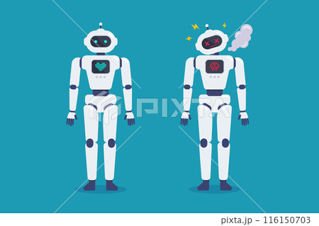 Set of crash broken error robot and normal robot 116150703