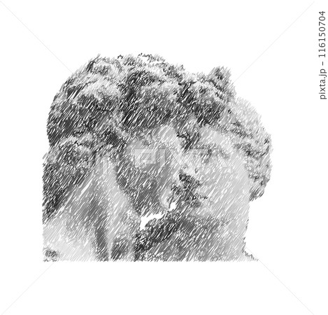 Heads Greek ancient sculpture, mystic. hand drawn illustrations of antique statues in trendy bohemian style 116150704