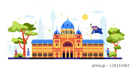Royal Exhibition Building - modern colored vector illustration 116151862