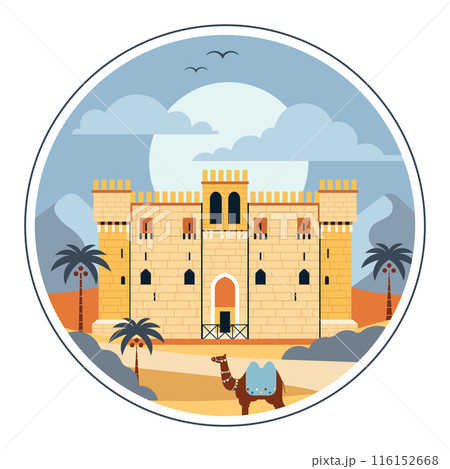 Travel to Egypt Circle Scene with Fortress 116152668