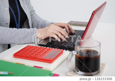 パソコン作業をする女性 116153300