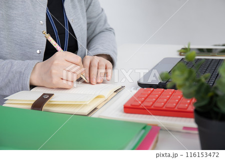 パソコンで仕事をする女性 116153472