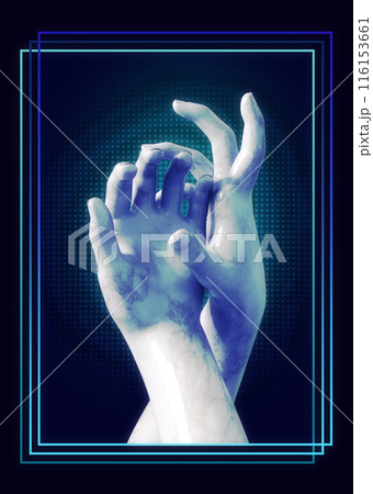 3D White marble female hands statue vaporwave 116153661