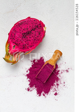 Pitaya powder , dragon fruit, freeze-dried powder , top view, no people, 116154528