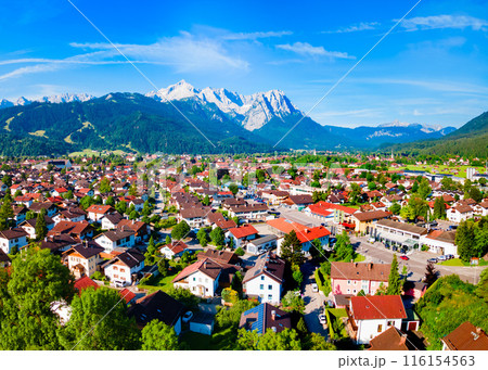 Garmisch-partenkirchen town aerial panoramic view, Germany 116154563