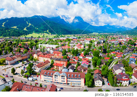 Garmisch-partenkirchen town aerial panoramic view, Germany 116154585