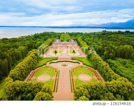 Herrenchiemsee Palace aerial panoramic view, Bavaria 116154618