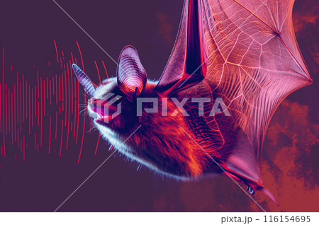 超音波を使って障害物を探知するコウモリ 116154695