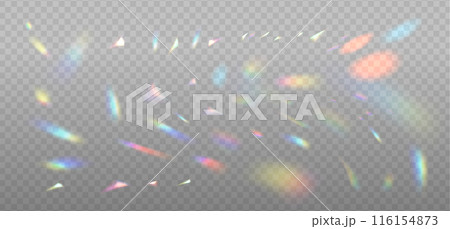 Big set of colorful crystal dispersion rainbow light and flare transparent effect elements. Overlay layer template. Triangular holographic glass prism concept. Vector eps10 Big set of colorful crystal dispersion rainbow light and flare transparent effect elements. Overlay layer template. Triangular holographic glass prism concept. Vector eps10 116154873