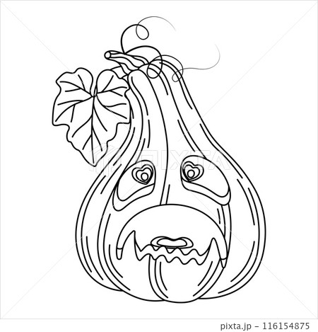 Halloween pumpkin line art drawing coloring page.  116154875