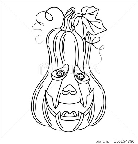 Halloween pumpkin line art drawing coloring page.  116154880