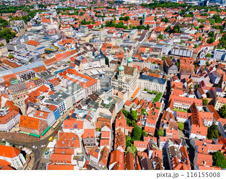 Augsburg old town aerial panoramic view 116155008
