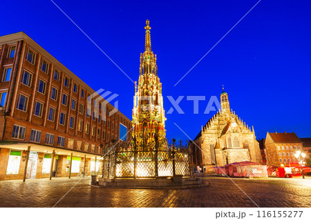 Schoener Brunnen fountain in Nuremberg, Germany 116155277
