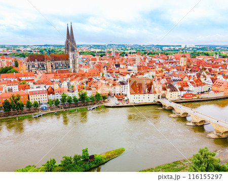Regensburg city aerial panoramic view, Germany 116155297