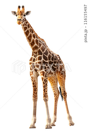 Giraffe isolated on transparent background, wild life concept, realistic illustration 116155497