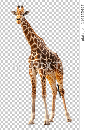 Giraffe isolated on transparent background, wild life concept, realistic illustration 116155497