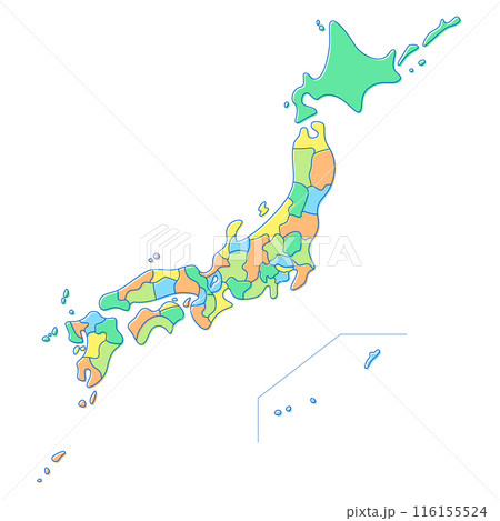 日本地図 都道府県ごとに別レイヤー フリーハンド風 日本地図 都道府県ごとに別レイヤー フリーハンド風 116155524