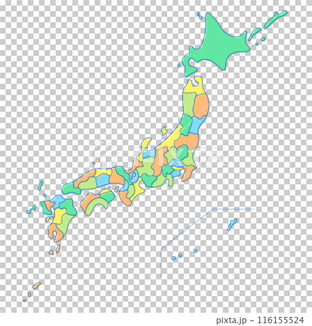 日本地圖,每個縣單獨圖層,手繪風格 日本地圖,每個縣單獨圖層,手繪風格 116155524